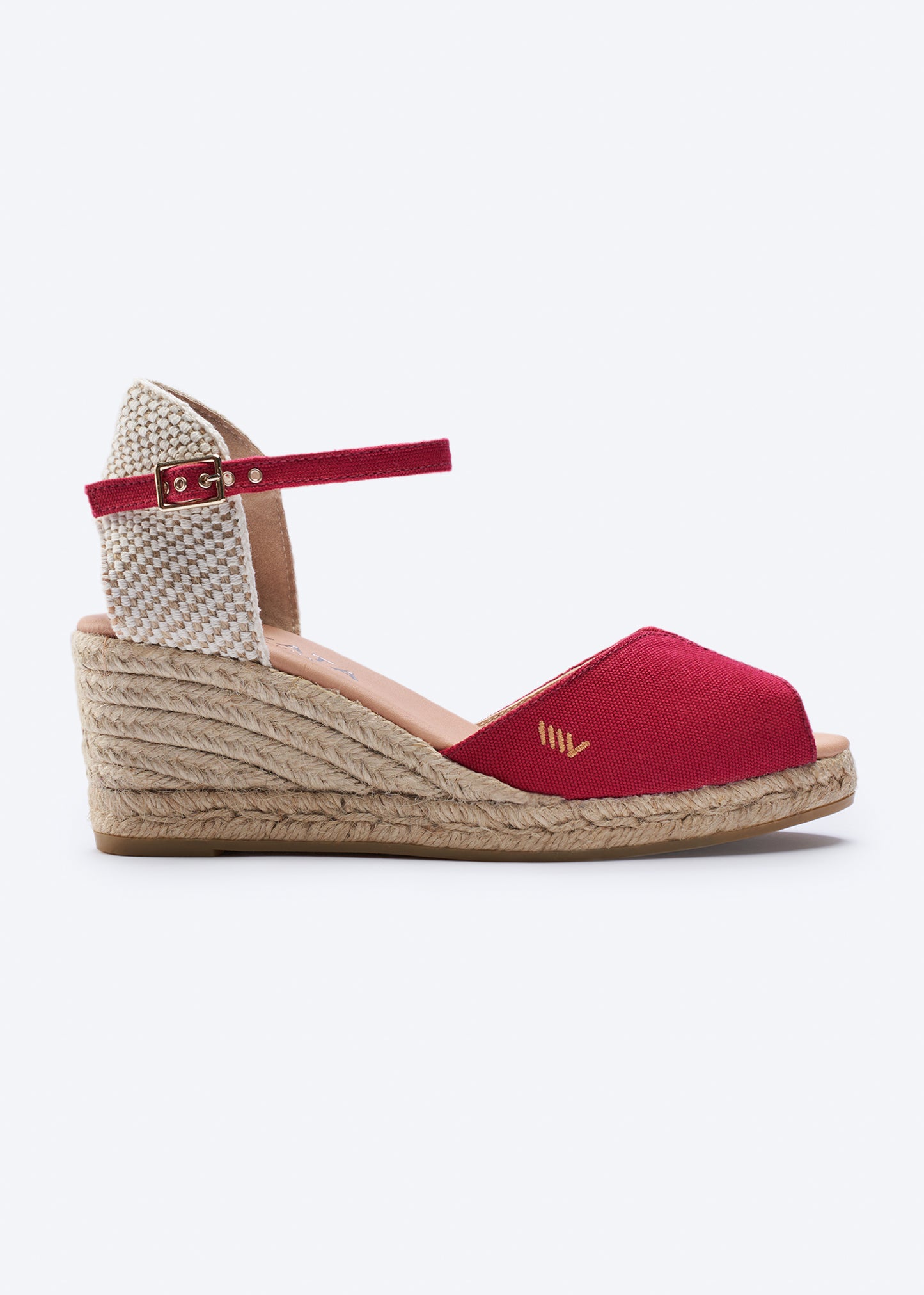 Sacova Limited Edition Cherry Canvas Ankle Strap Women Espadrille Open Toe Wedge
