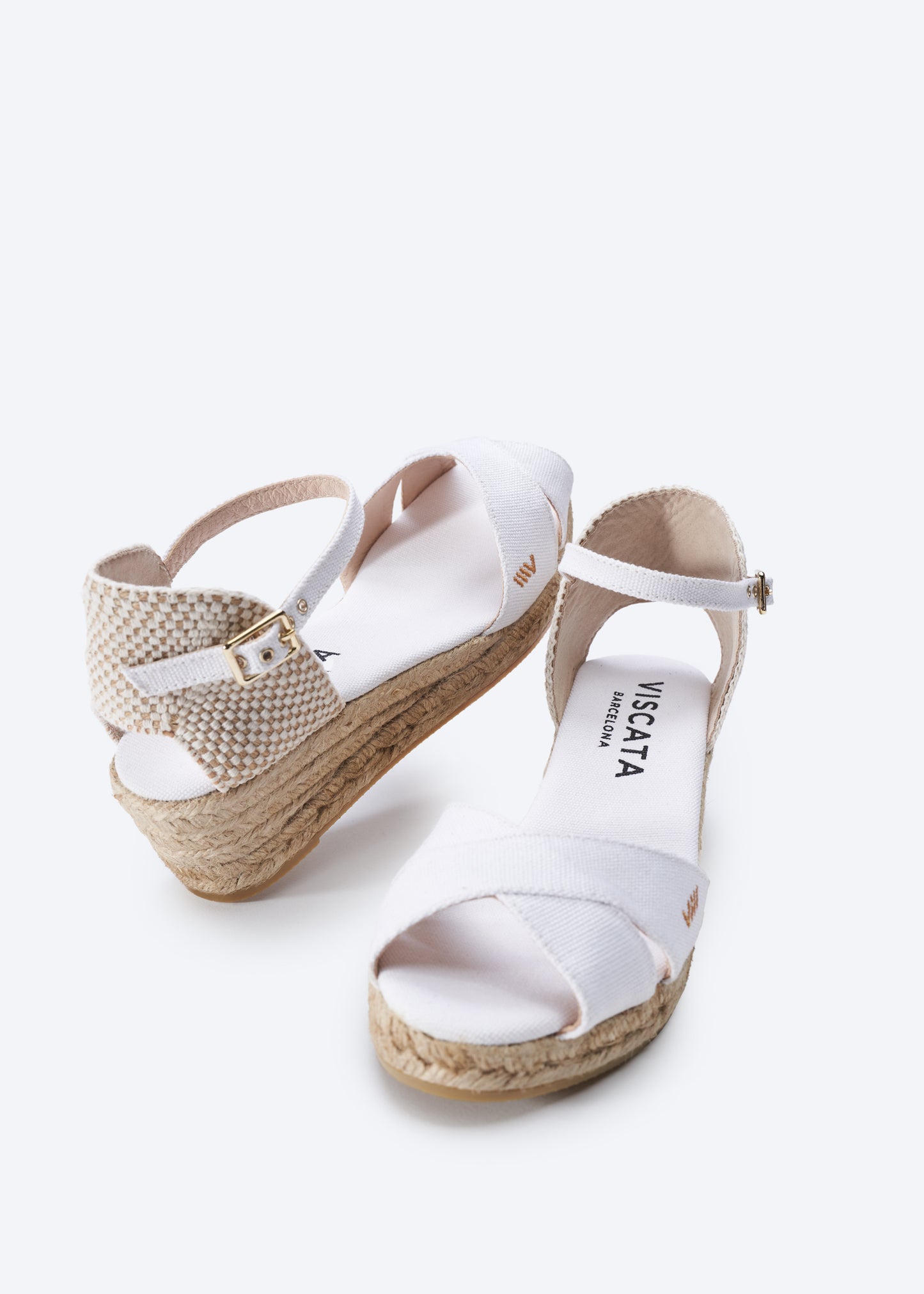 Salina Limited Edition White Canvas Ankle Strap Women Espadrille Low Wedges