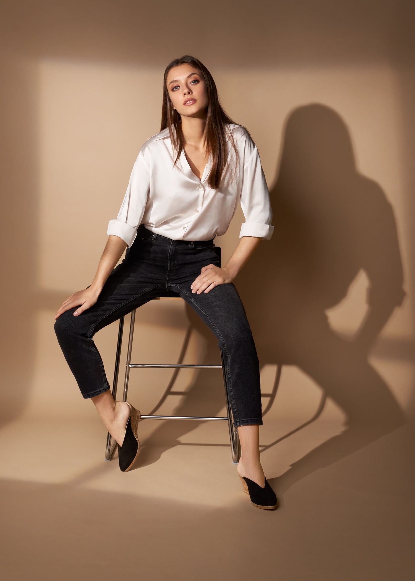 Truja Black Suede Slip On Woman Espadrille Mules Outfit