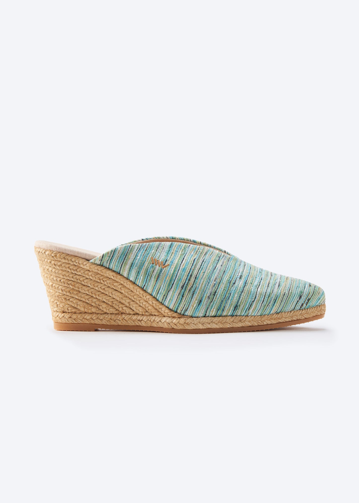Truja Limited Edition Multicolor Blue Canvas Slip On Woman Espadrille Mule Wedge
