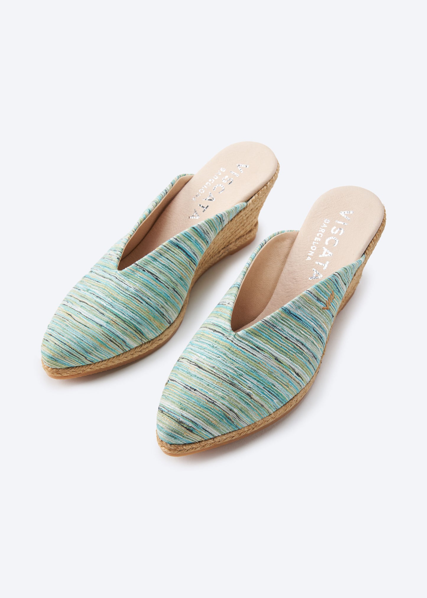 Truja Limited Edition Multicolor Blue Canvas V Cut Slip On Woman Espadrille Mules