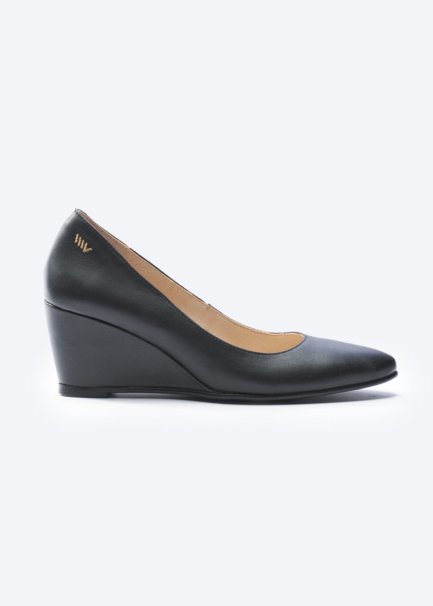 Verona Black Leather Slip On Women Wedge