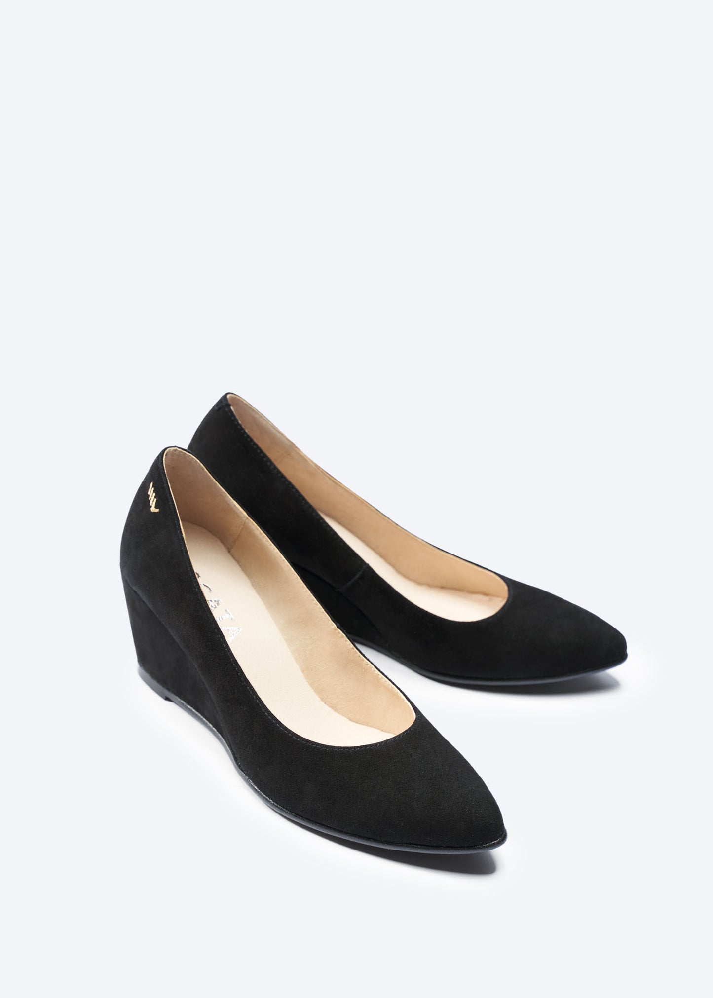 Verona Black Suede Slip On Women's Medium Heel Wedges