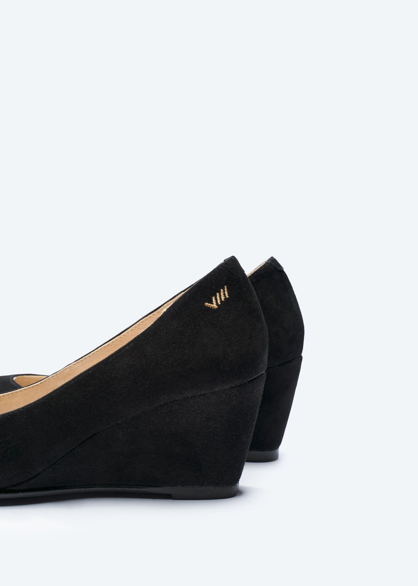 Verona Black Suede Slip On Women's Wedges Back Detail
