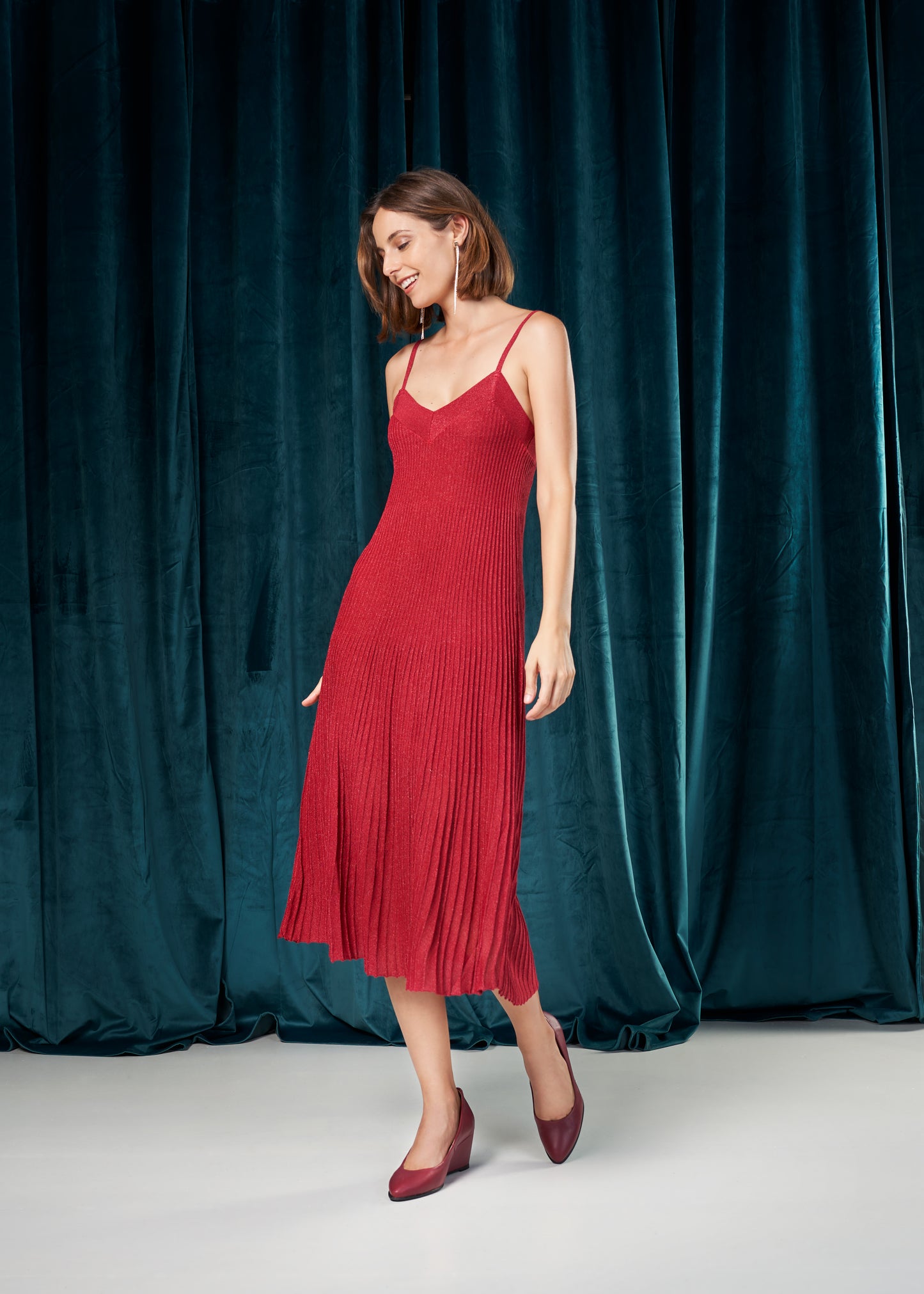 Verona Burgundy Leather Slip On Women Wedges Outfit