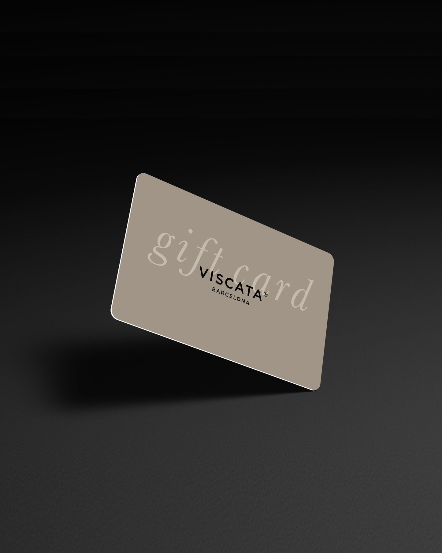 Gift card with 'VISCATA BARCELONA' branding on a dark background