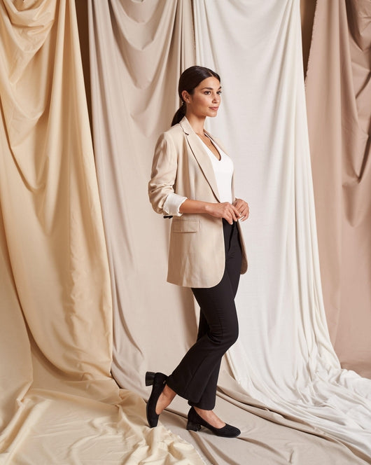 Milan Black Suede Slip On Women Low Block Heel Shoes Outfit