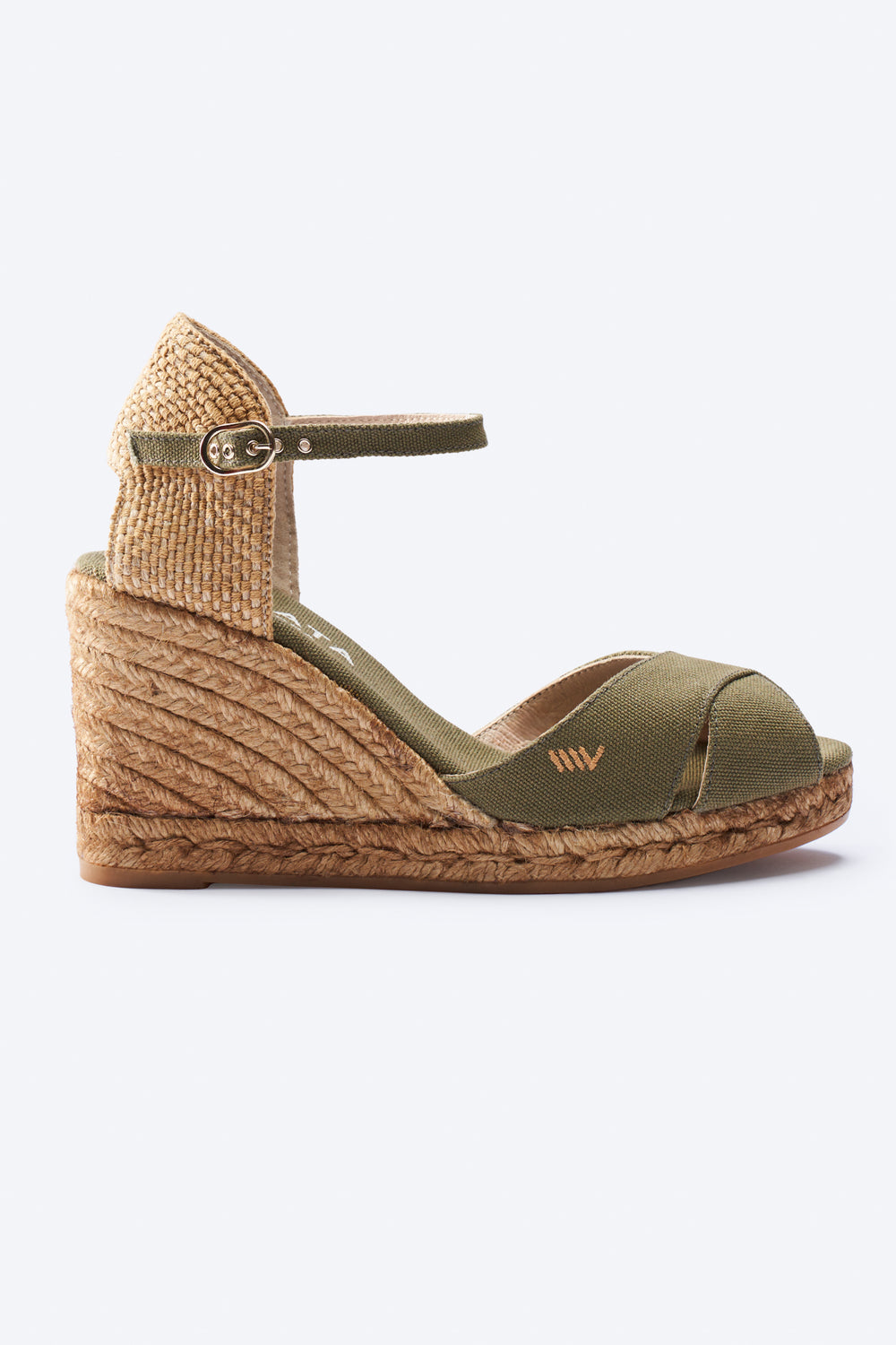 Aiguablava Limited Edition Olive Canvas Ankle Strap Woman Espadrille Wedge