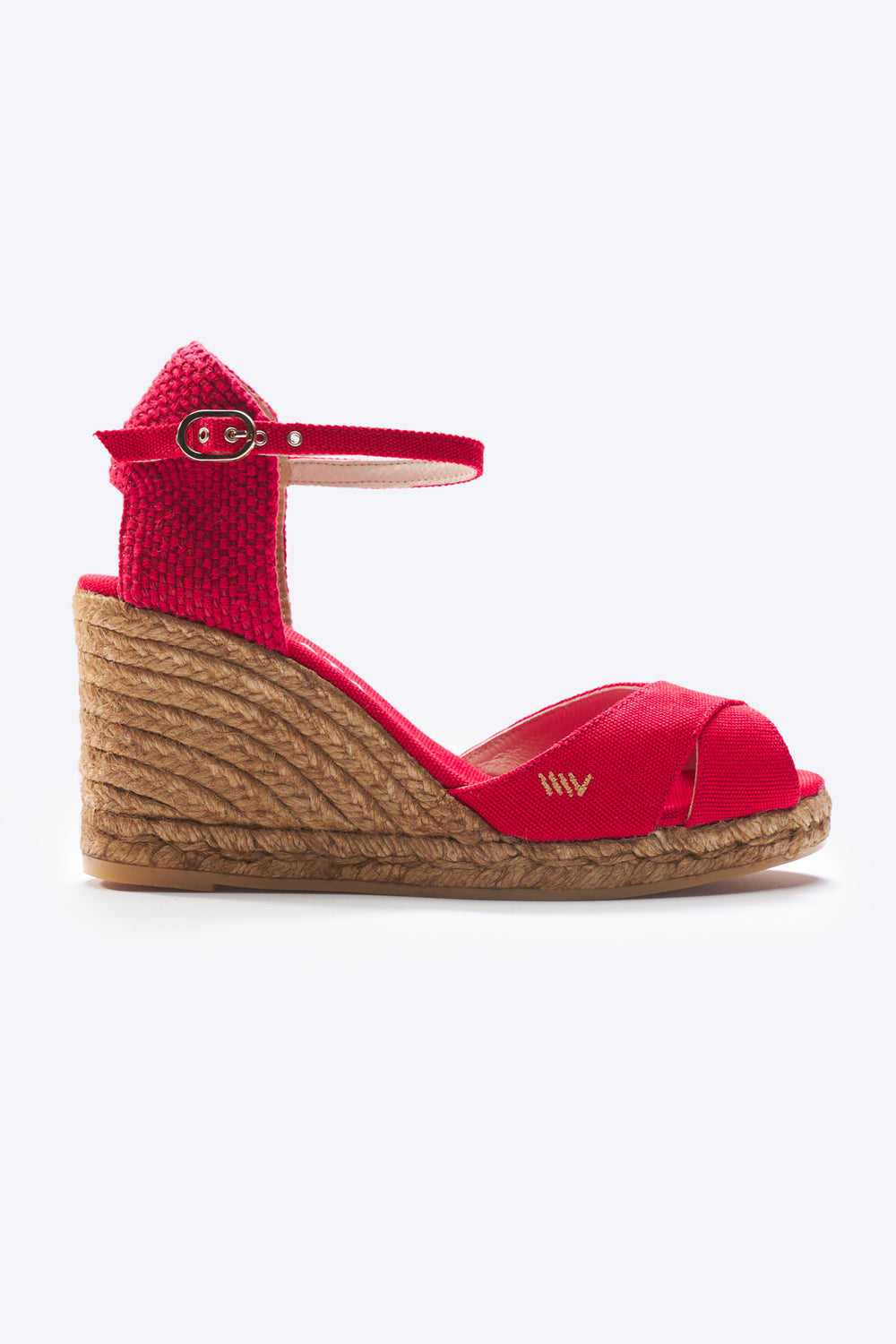 Aiguablava Limited Edition Red Canvas Ankle Strap Woman Espadrille Wedge