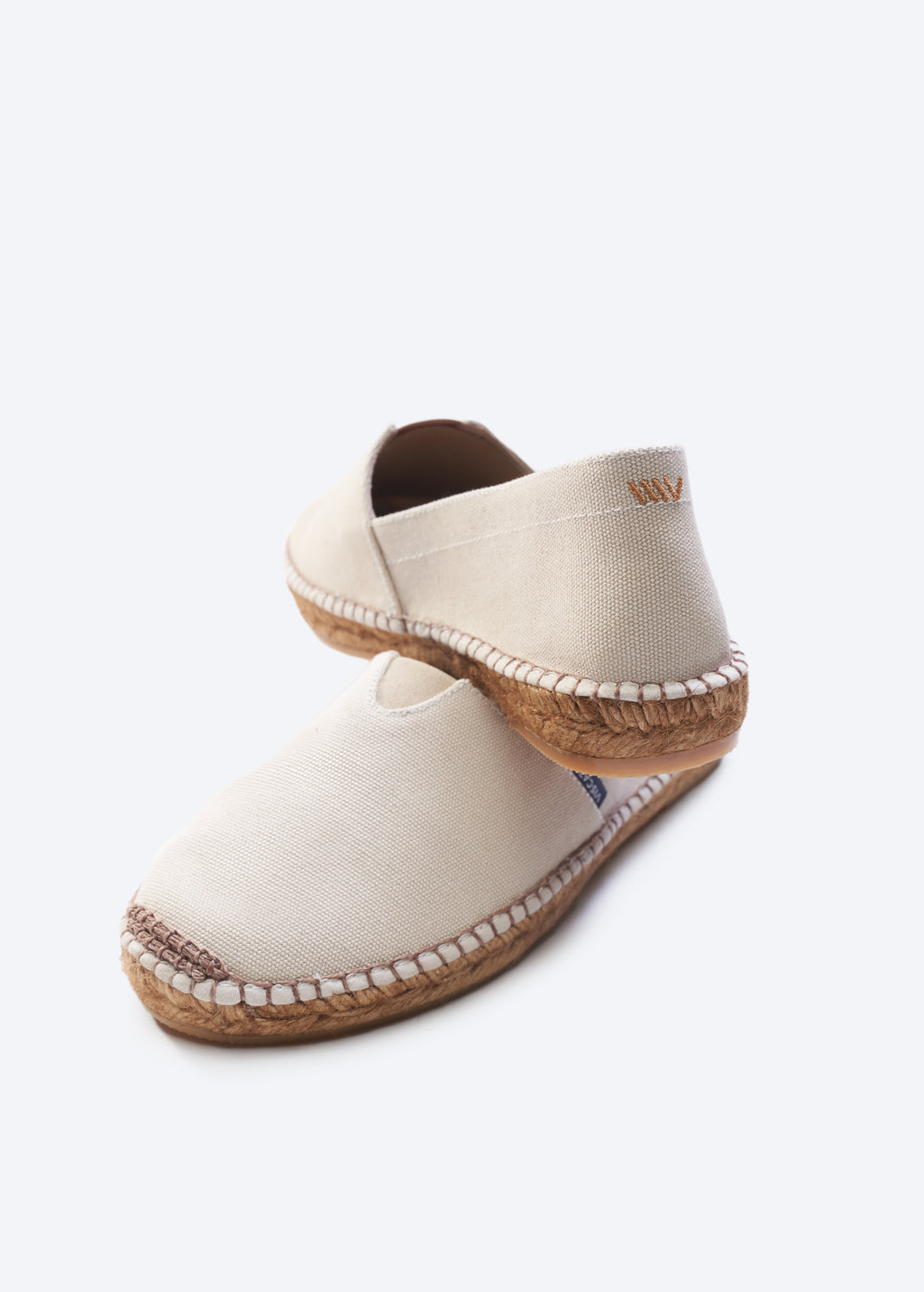 Barceloneta Beige Canvas Slip On Women Espadrille Flats Back and Toe Detail