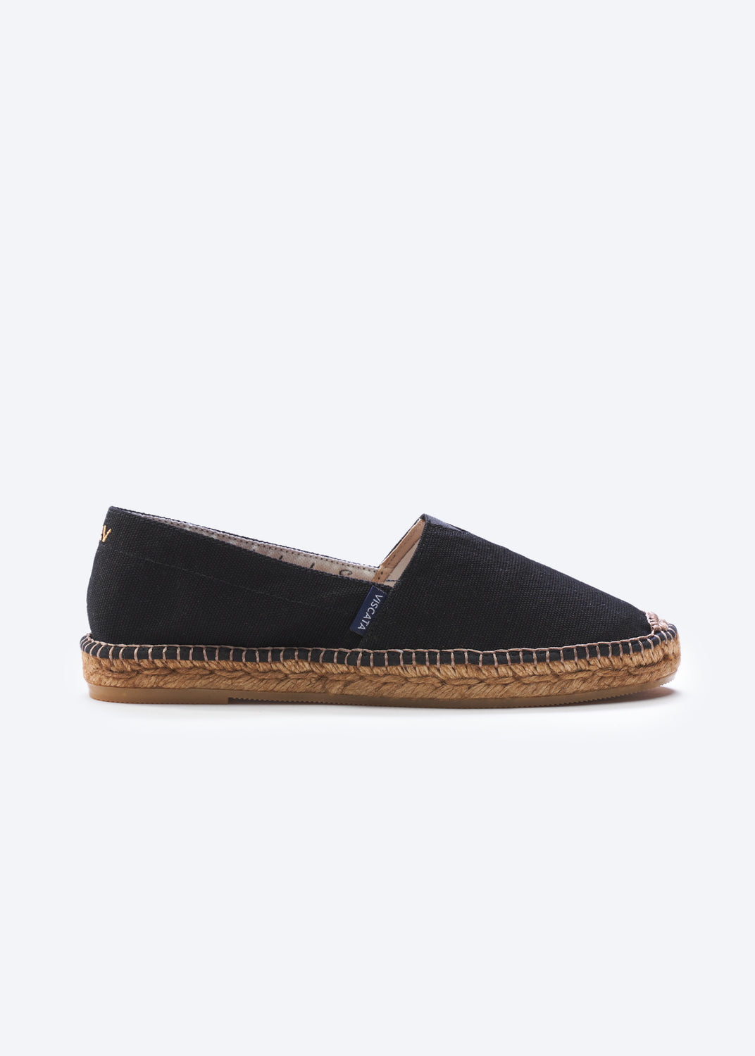 Barceloneta Black Canvas Slip On Women Espadrille Flat