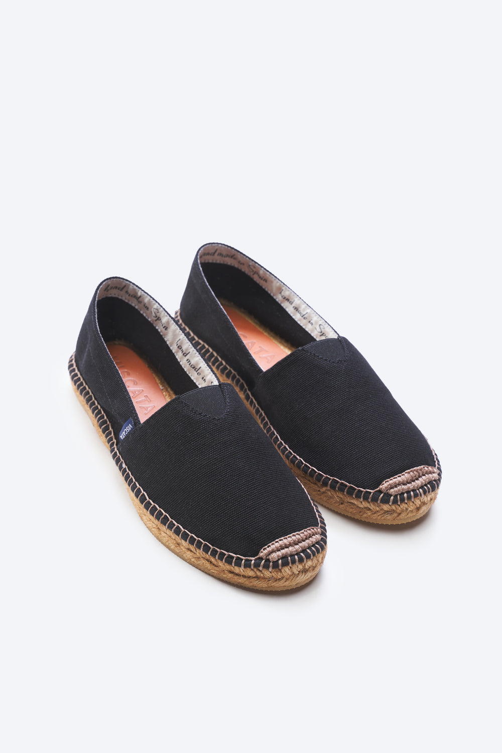 Barceloneta Black Canvas Slip On Viscata Women Espadrille Flats