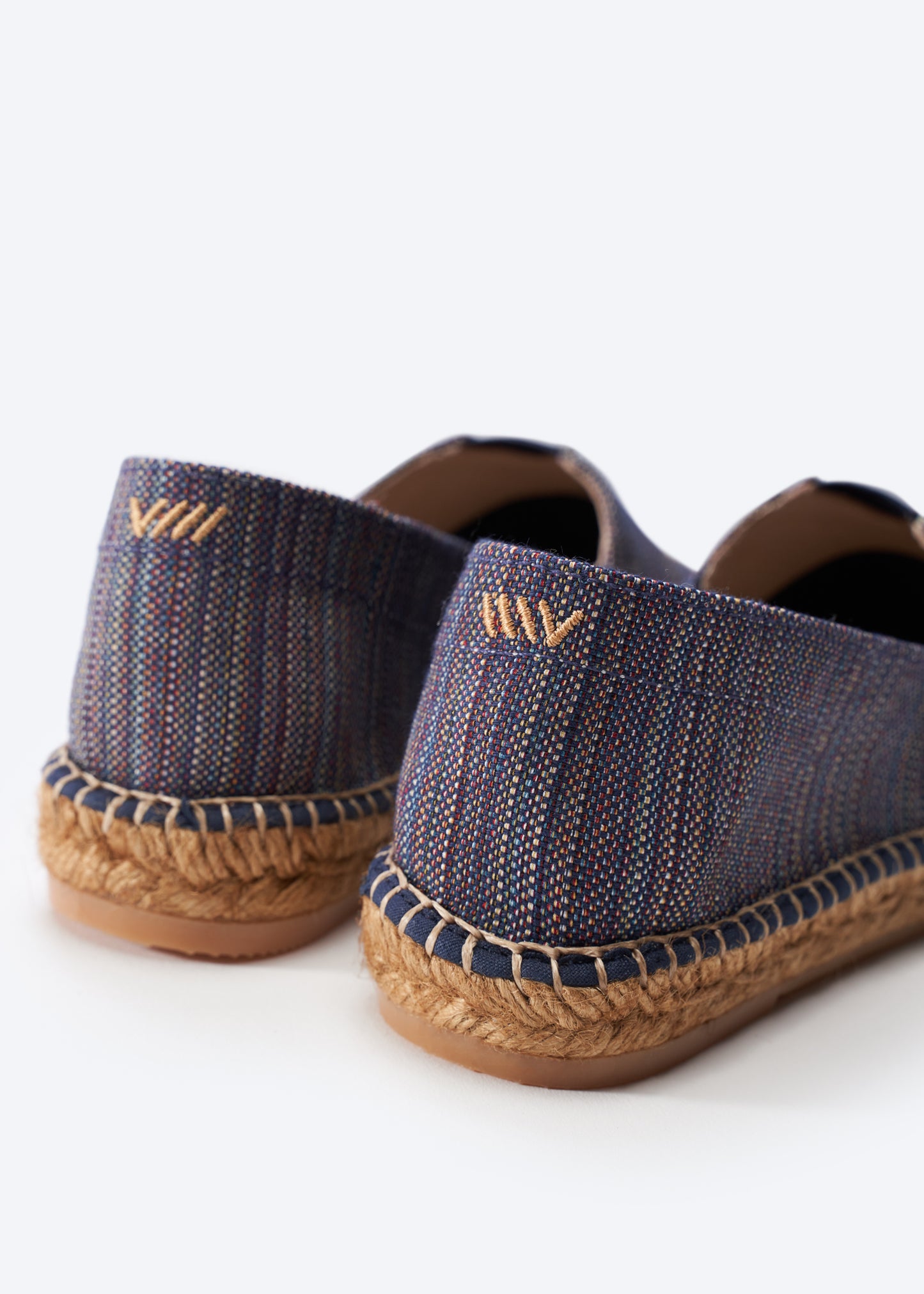 Barceloneta Navy Blue Kuba Canvas Woman Slip On Espadrille Flats Back Detail