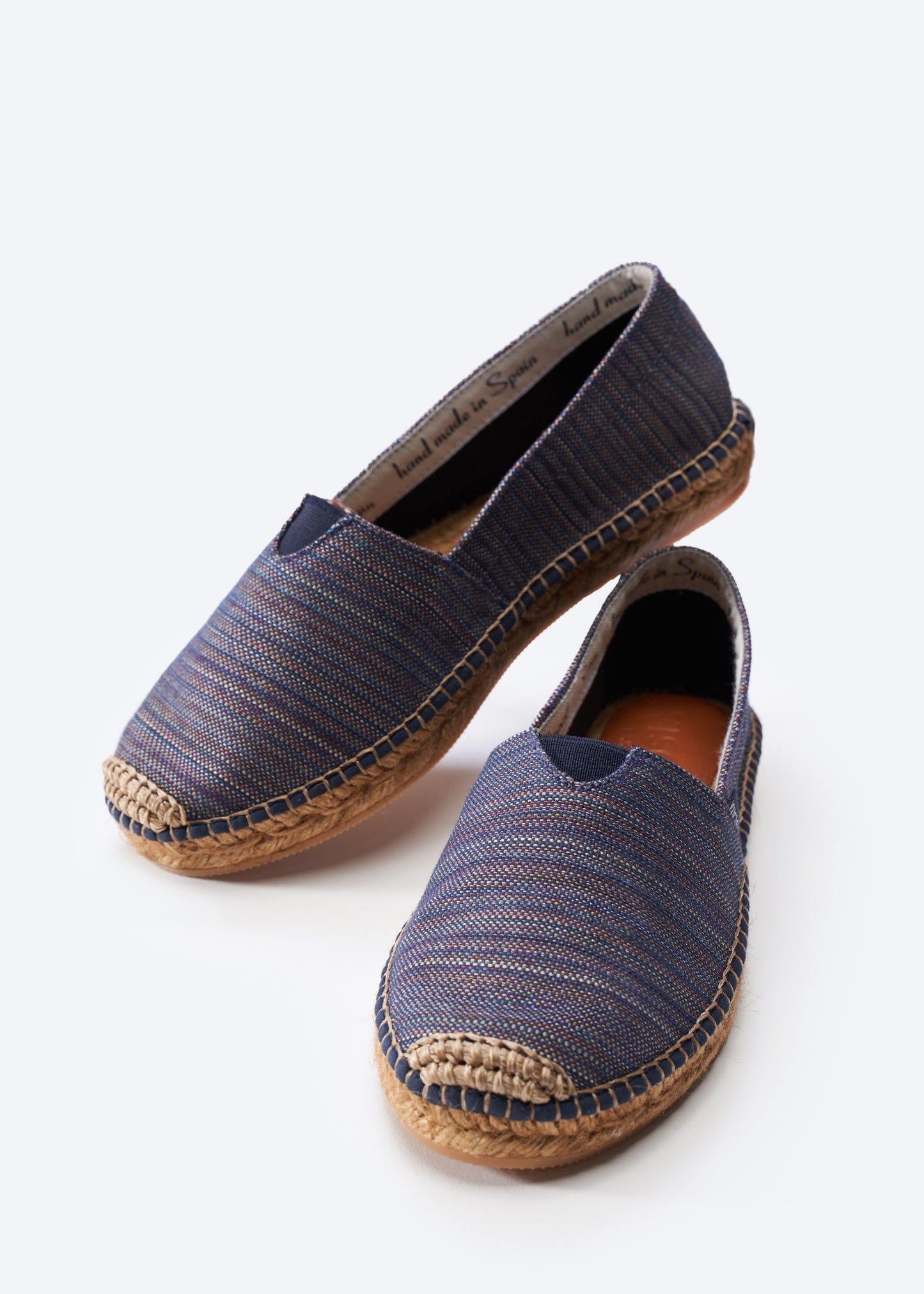 Barceloneta Navy Blue Kuba Canvas Woman Slip On Closed Toe Espadrille Flats