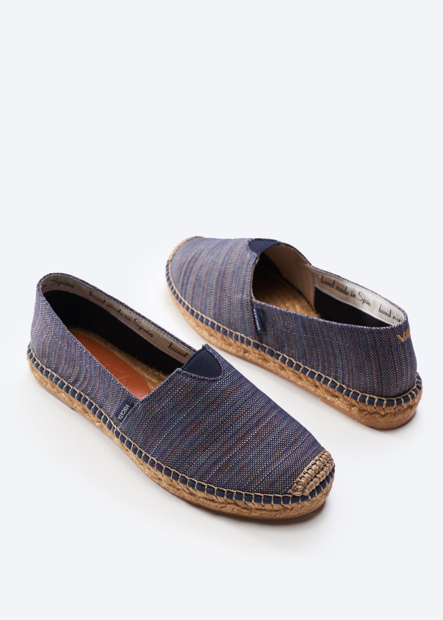 Barceloneta Navy Blue Kuba Canvas Woman Slip On Espadrille Flats Handmade in Spain