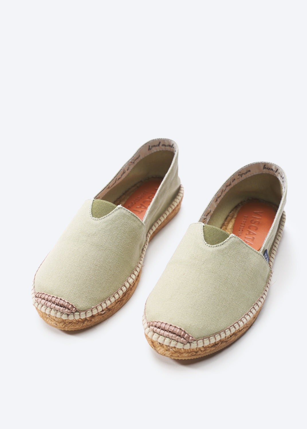 Barceloneta Limited Edition Sage Green Canvas Slip On Women Closed Toe  Espadrille Flats