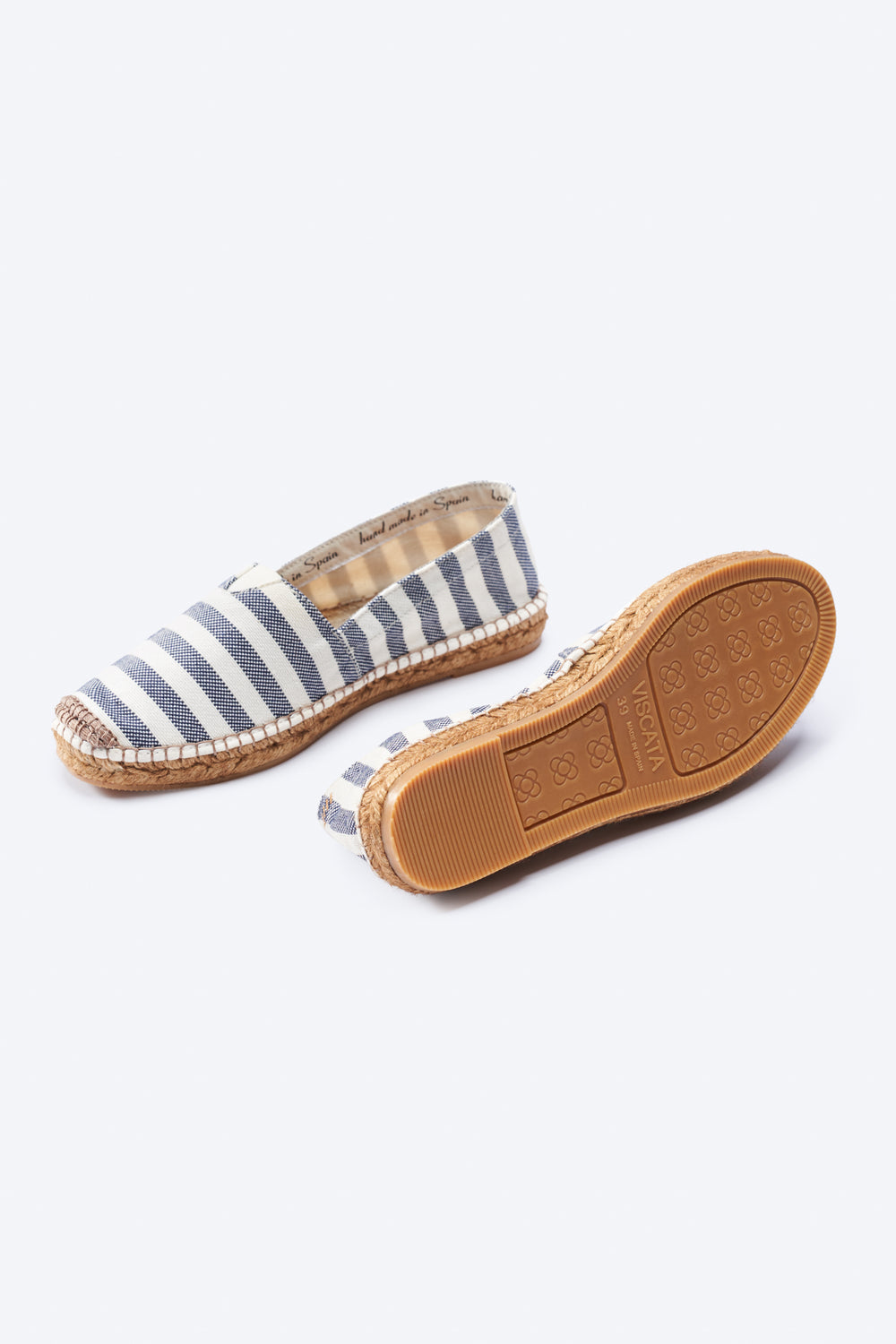 Barceloneta Limited Edition Sailor Stripes Canvas Slip On Women Espadrille Flats Sole Detail