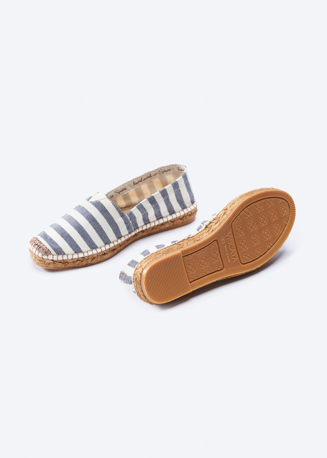 Barceloneta Limited Edition Sailor Stripes Canvas Slip On Women Espadrille Flats Sole Detail