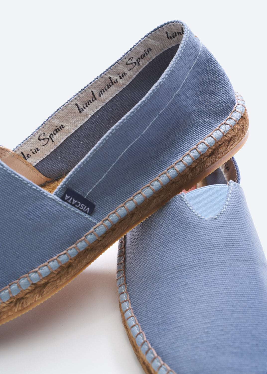 Barceloneta Limited Edition Sky Blue Canvas Slip On Women Espadrille Flats Back Detail