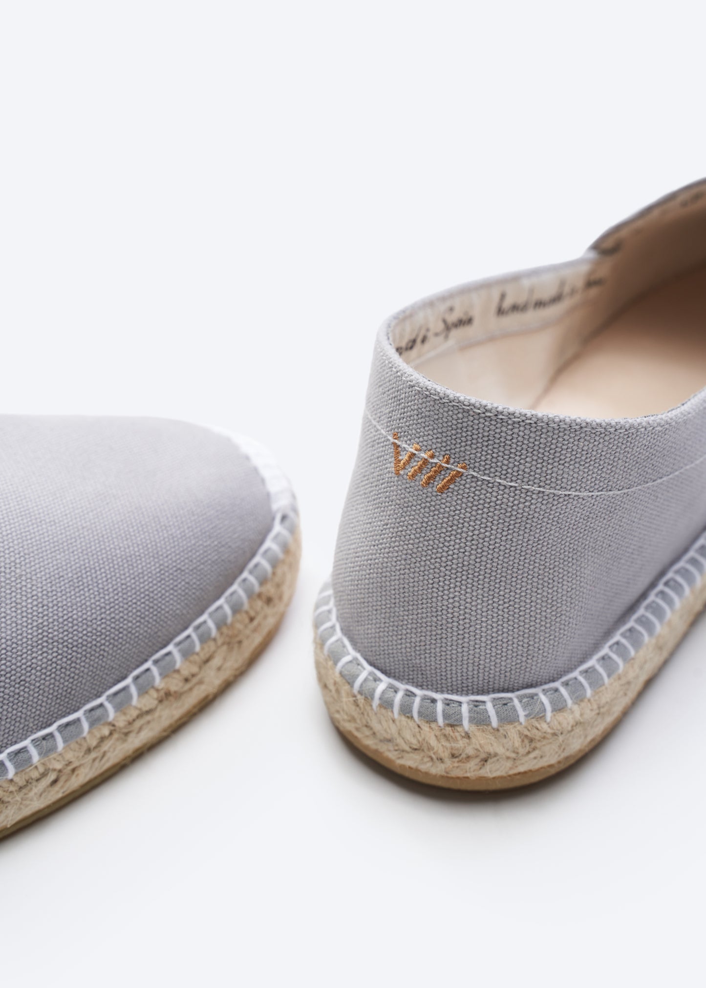Begur Ash Grey Canvas Slip On Closed Toe Men Espadrilles Back Detail