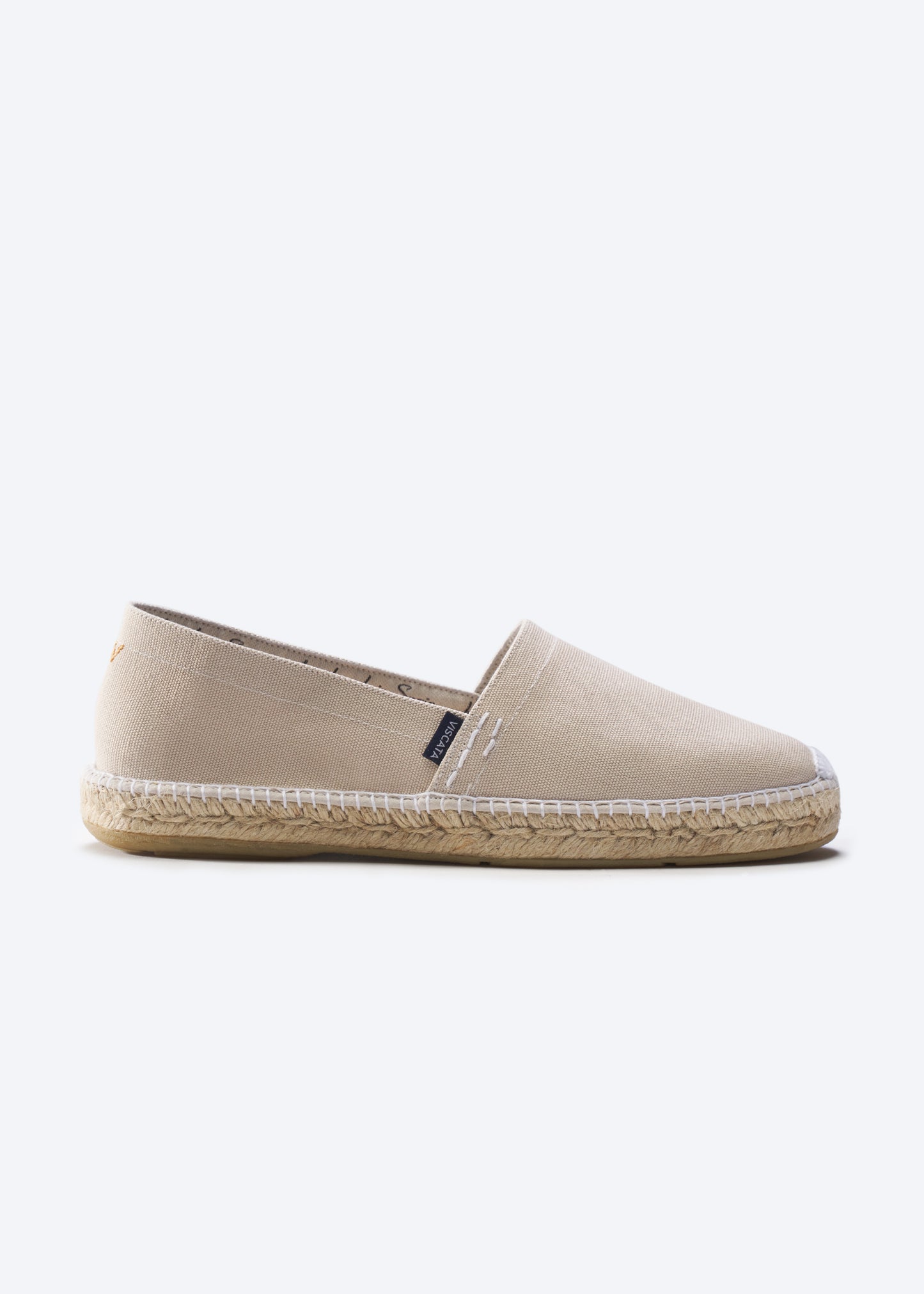 Begur Beige Canvas Slip On Closed Toe White Stitch Men Espadrille