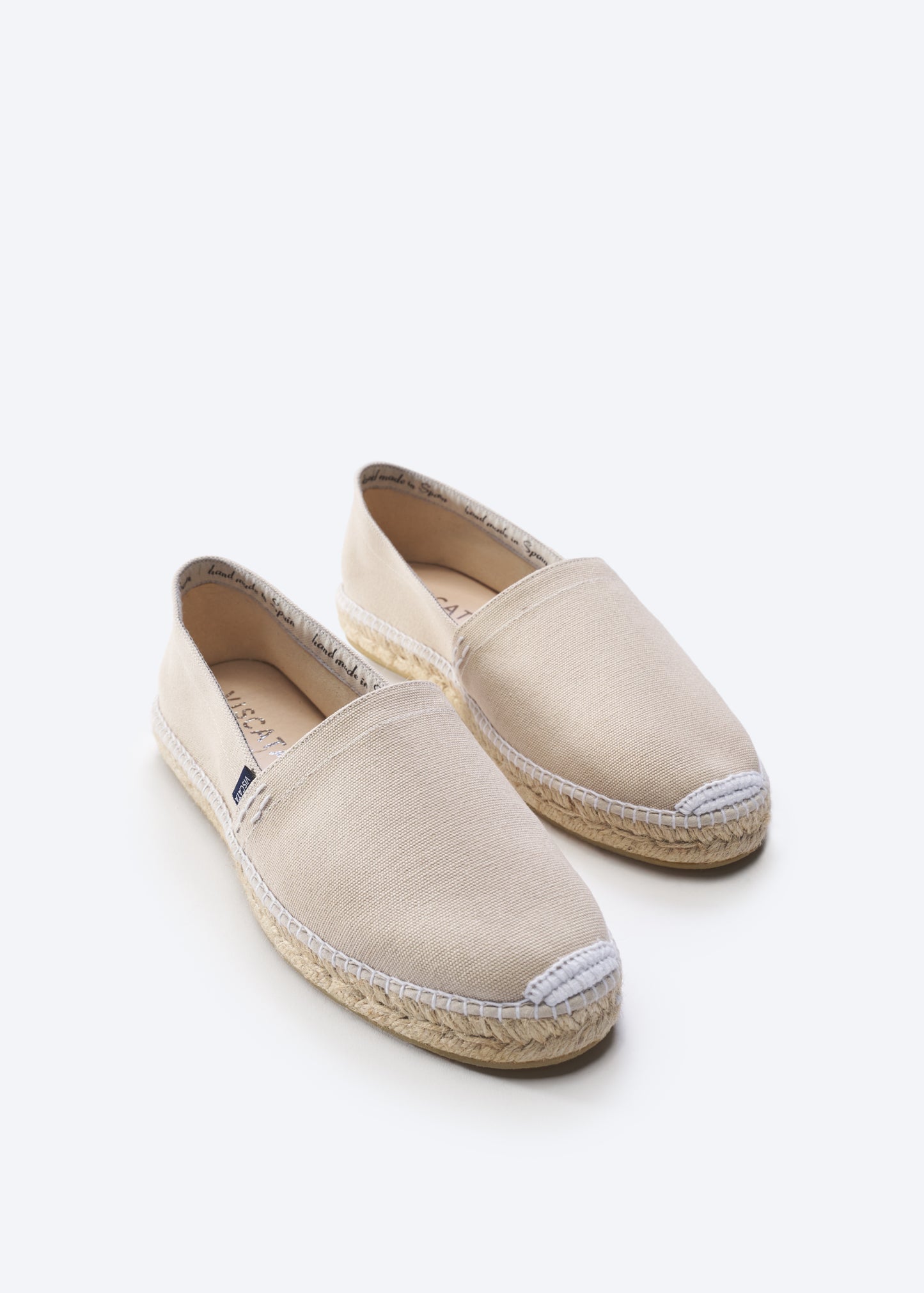 Viscata Begur Beige Canvas Slip On Closed Toe White Stitch Men Espadrilles
