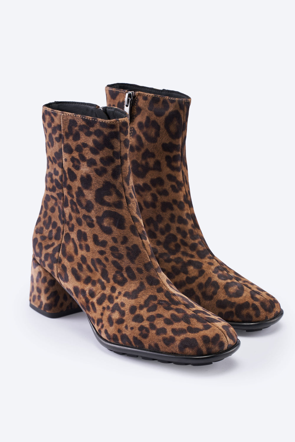 Viscata Bergamo Animal Print Suede Ankle Boots with Block Heels