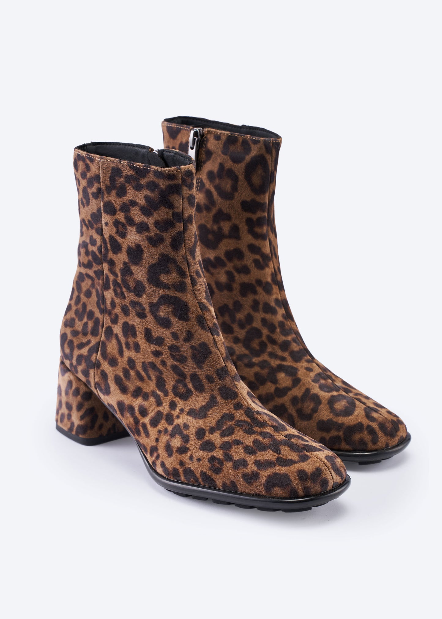 Viscata Bergamo Animal Print Suede Ankle Boots with Block Heels