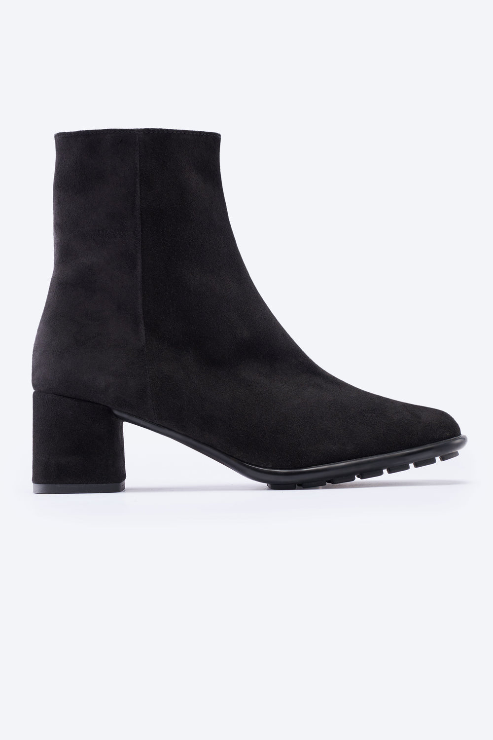 Bergamo Black Suede Ankle Boots with Block Heel