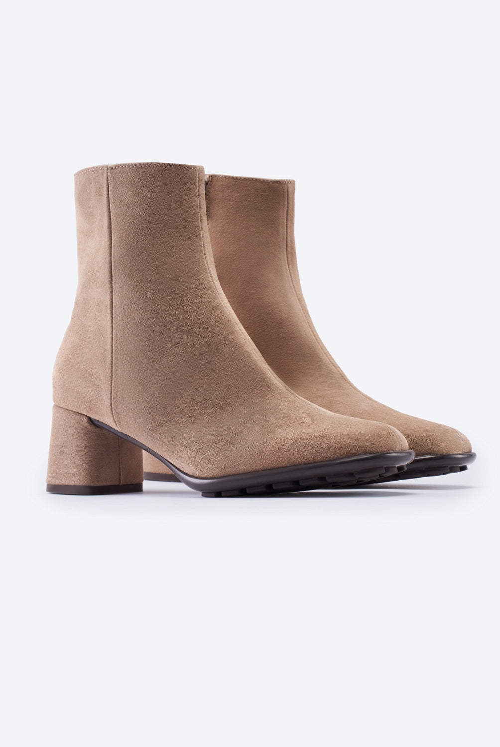 Pair of Bergamo Camel Suede Ankle Boots with Block Heels