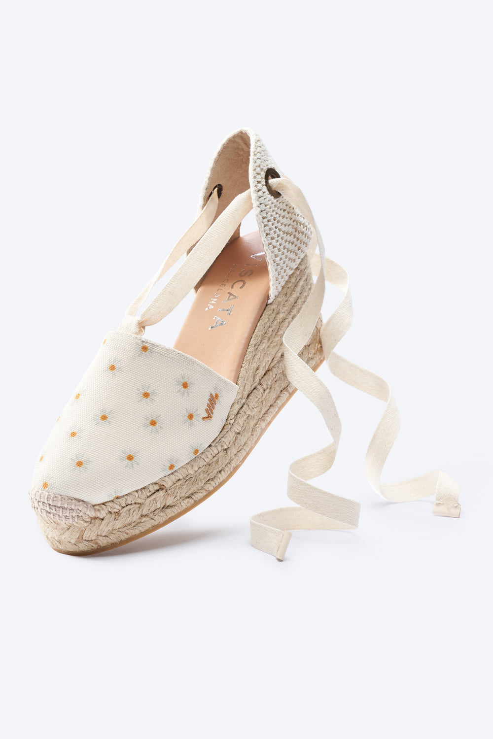Bisbe Limited Edition Daisy Canvas Lace Up Women Espadrille Platform Wedges