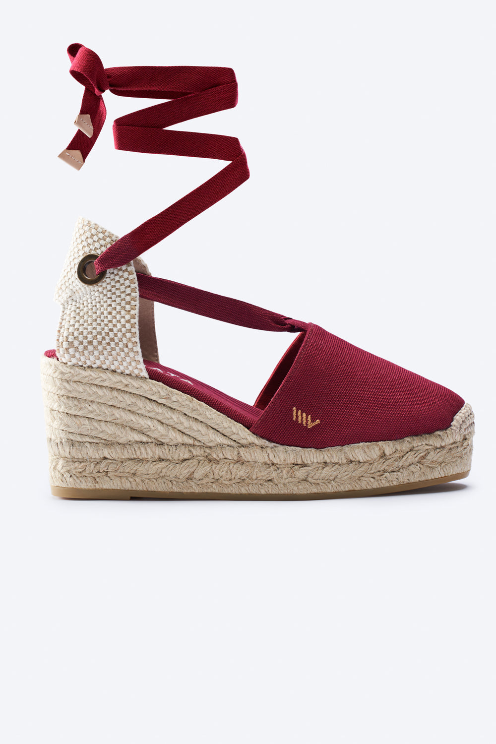 Bisbe Limited Edition Garnet Canvas Lace Up Women Espadrille Wedge