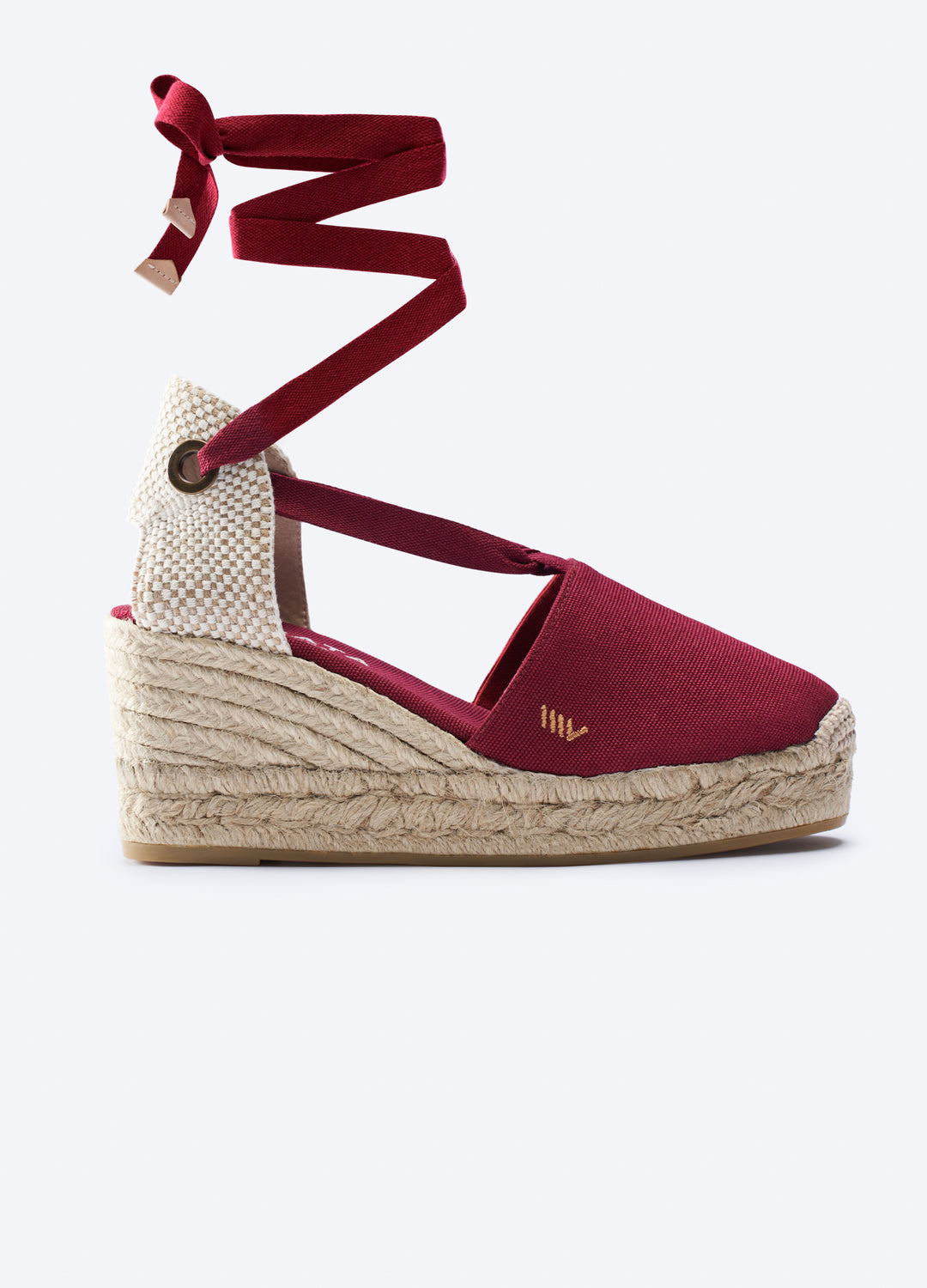 Bisbe Limited Edition Garnet Canvas Lace Up Women Espadrille Wedge