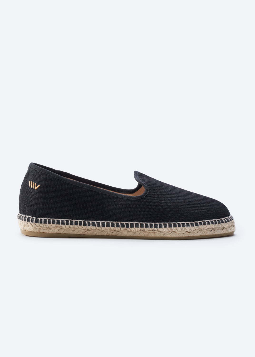 Calabona Black Canvas Slip On Women Espadrille Flat