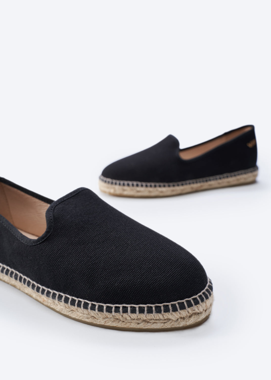 Viscata Calabona Black Canvas Slip On Women Espadrille Flats