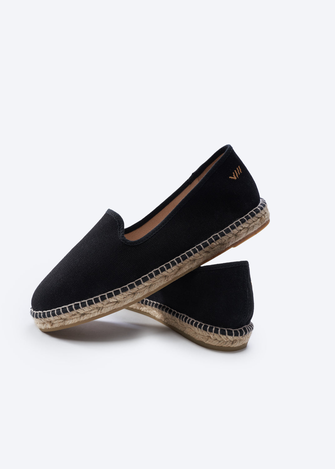 Calabona Black Canvas Slip On Women Closed Toe Espadrille Flats Outfits