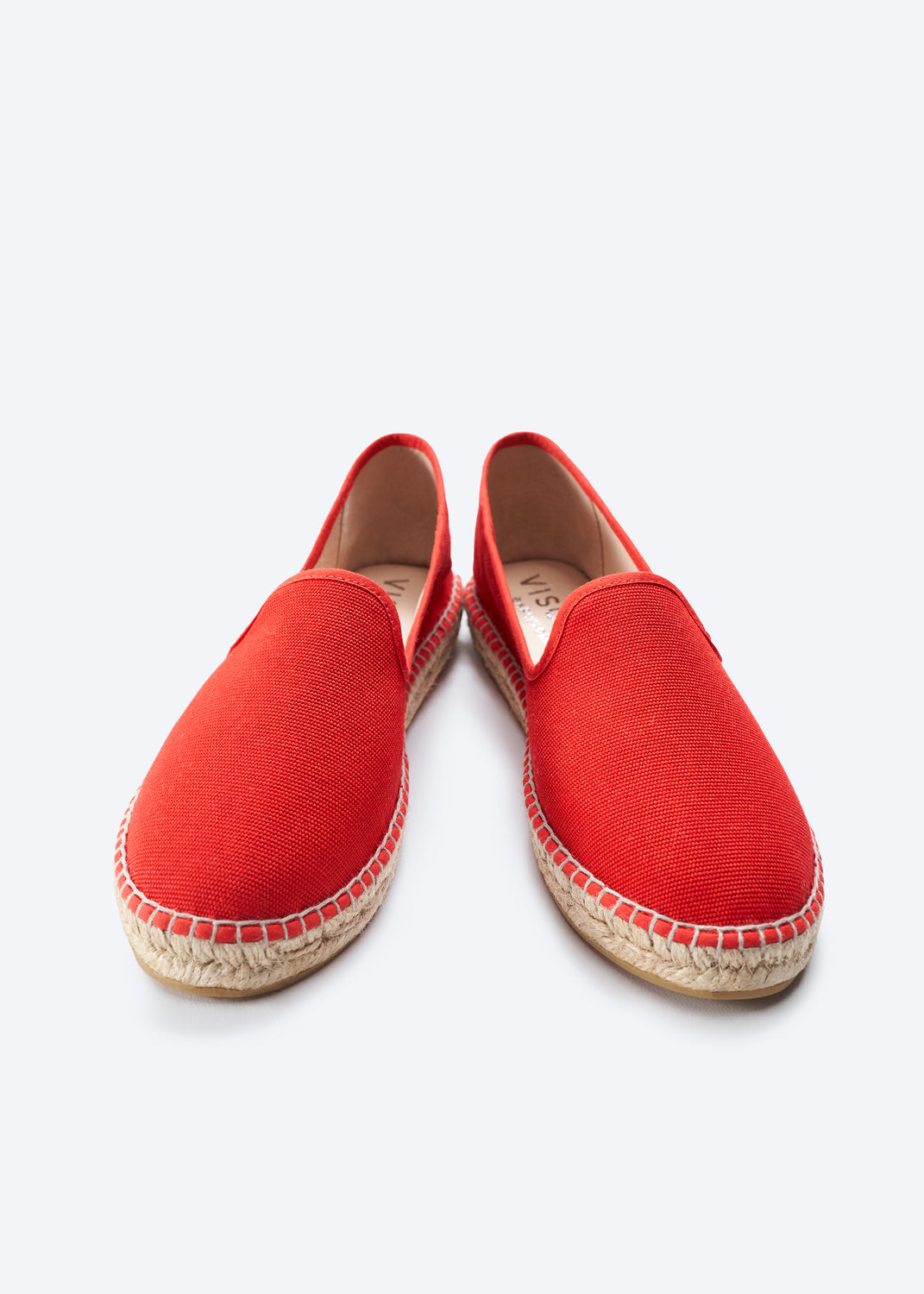 Calabona Limited Edition Red Canvas Slip On Women Closed Toe Espadrille Flats