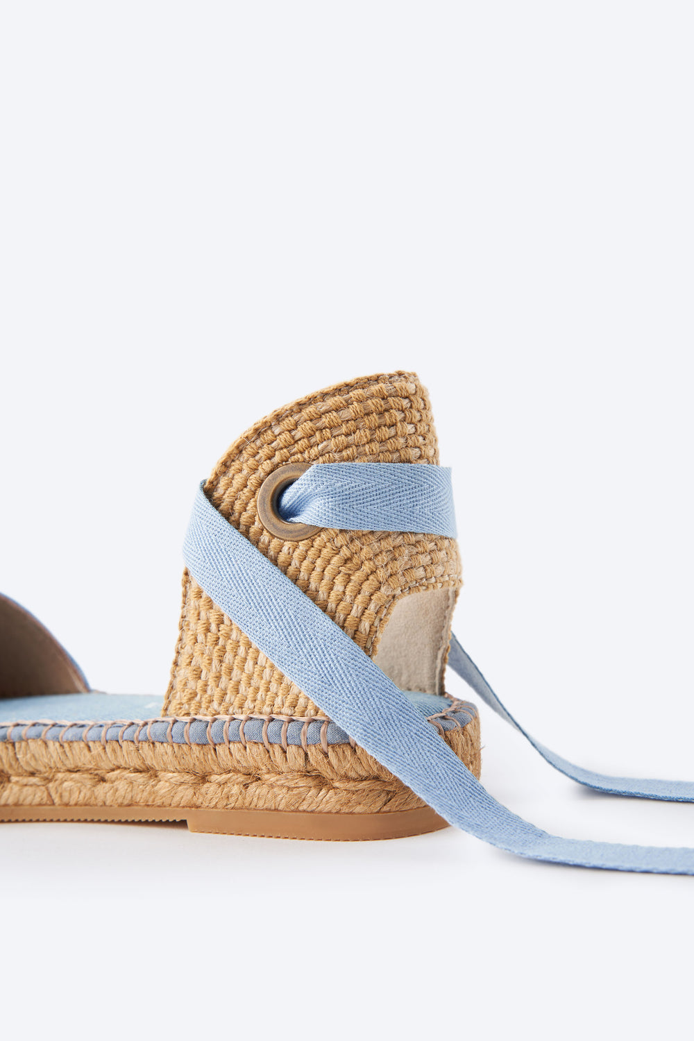 Candell Limited Edition Light Denim Canvas Espadrille Flat Flexible Back Detail