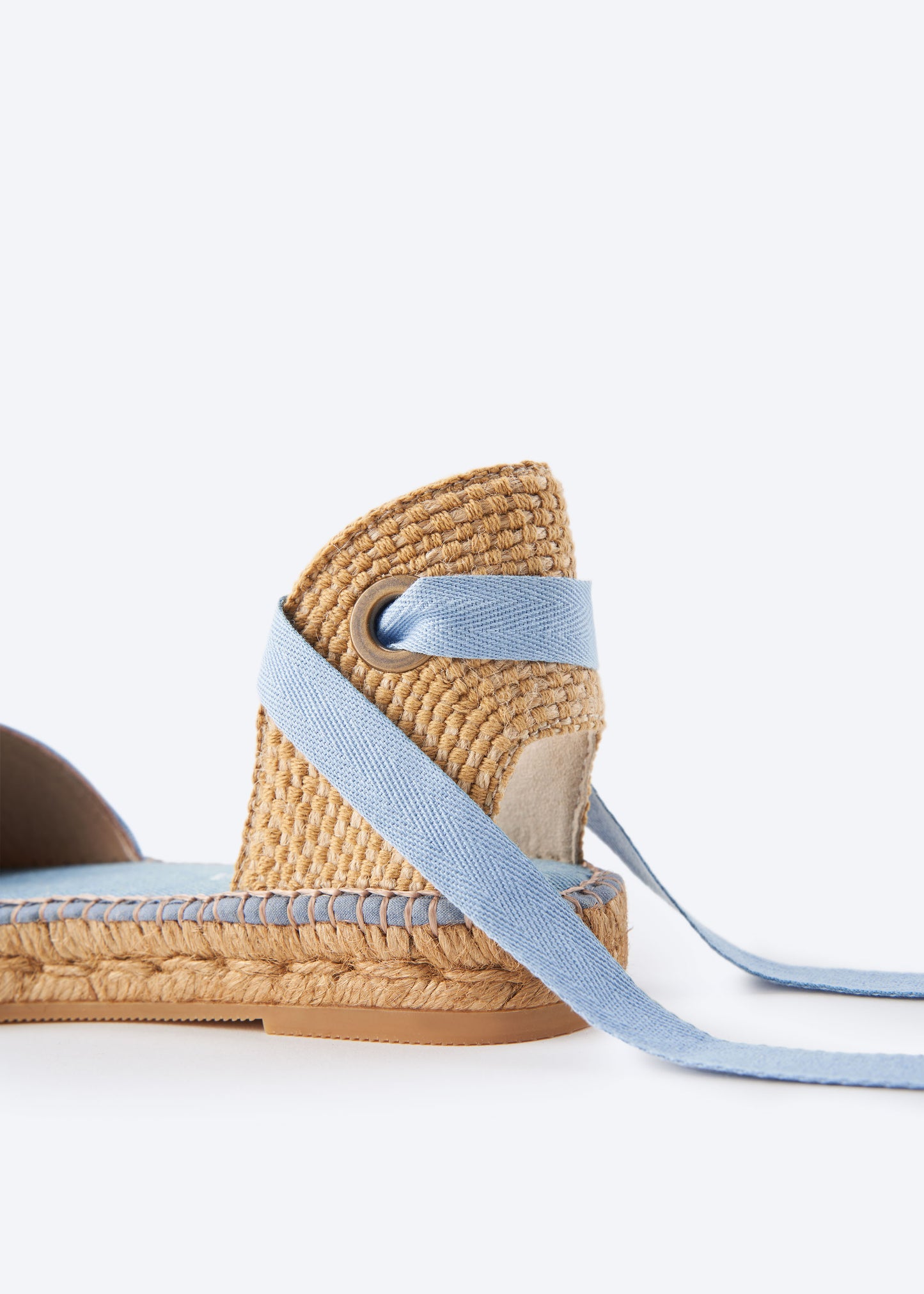 Candell Limited Edition Light Denim Canvas Espadrille Flat Flexible Back Detail