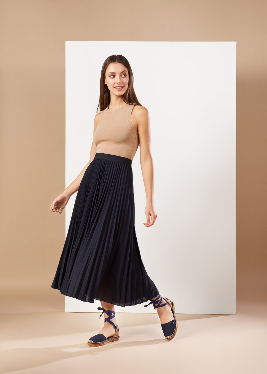 Candell Navy Blue Canvas Lace Up Espadrille Flats Outfit