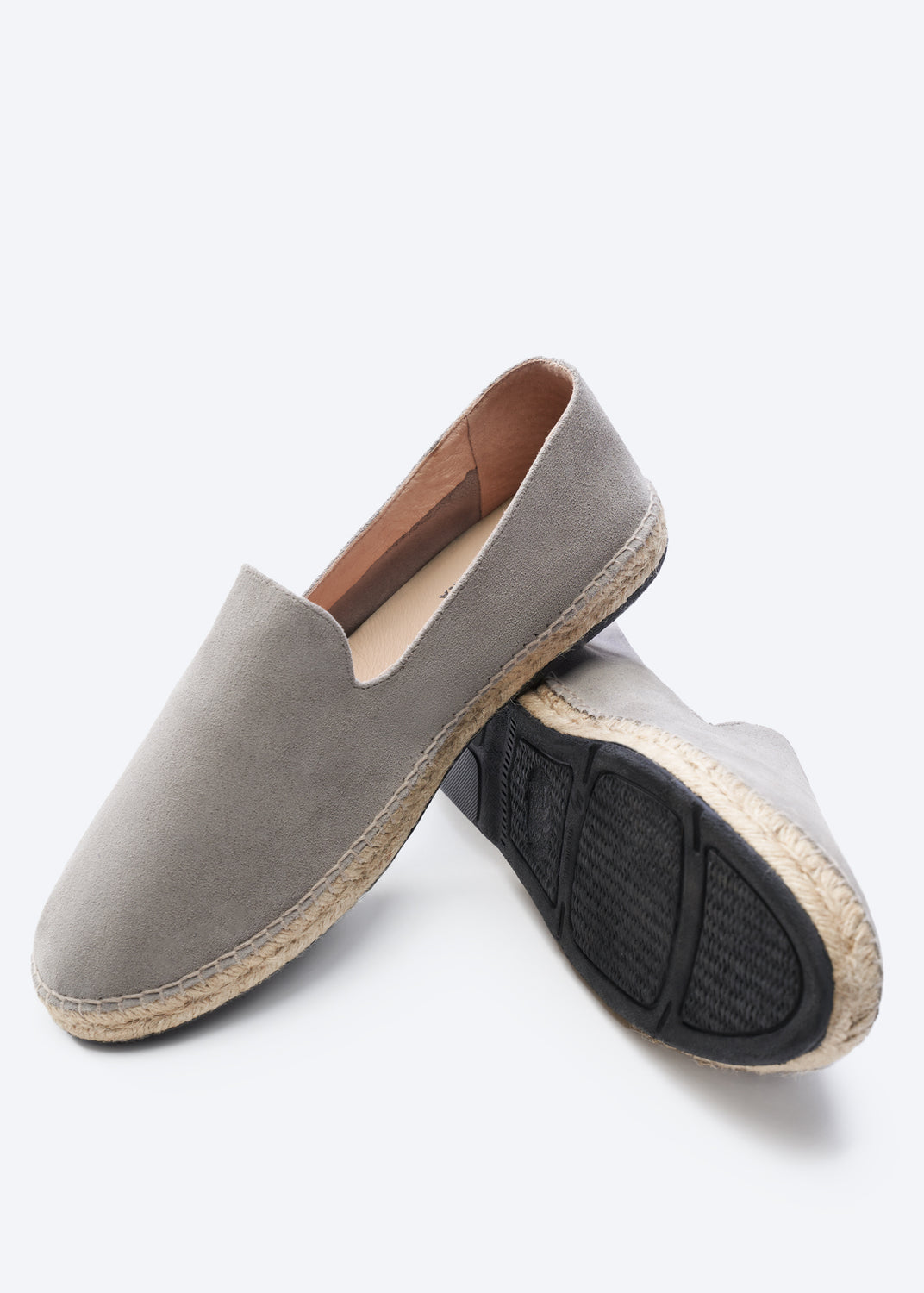 Capsasal Ash Grey Suede Slippers Jute Espadrilles