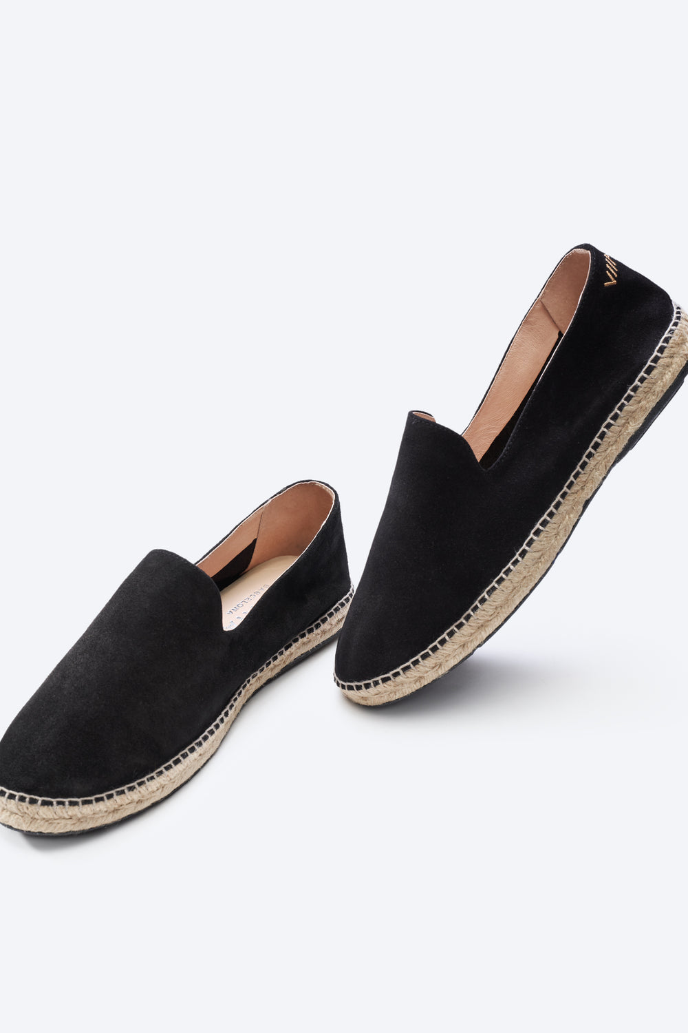 Capsasal Black Suede Slippers Men Jute Espadrilles