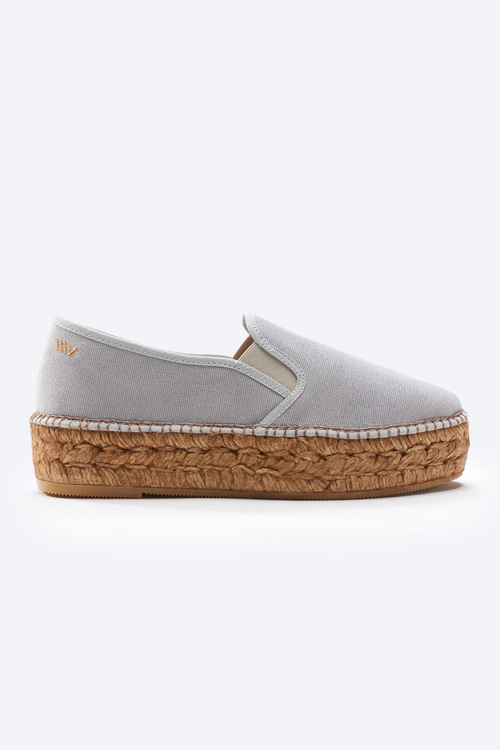 Castell Ash Grey Canvas Slip On Women Espadrille Flatfrom