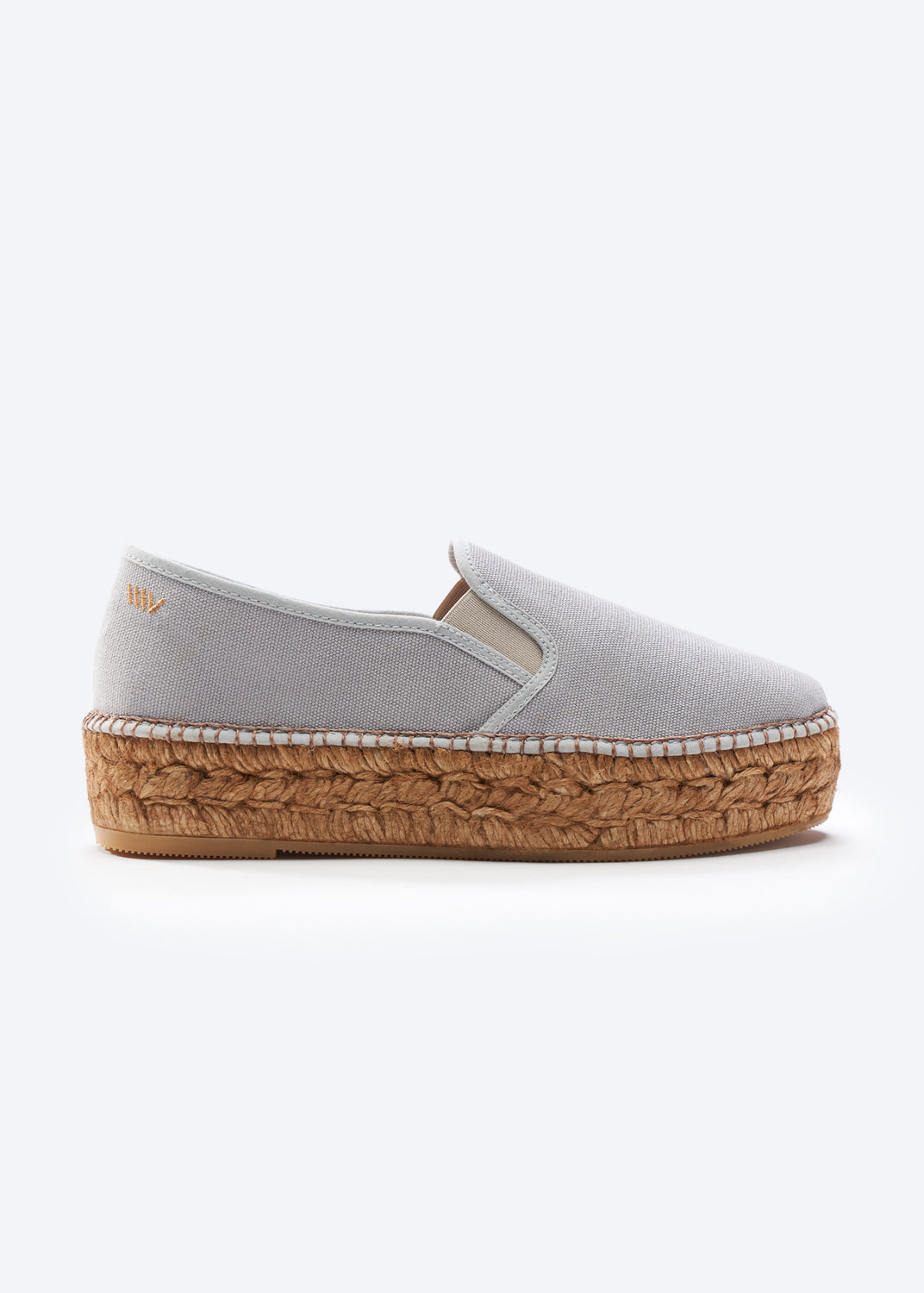 Castell Ash Grey Canvas Slip On Women Espadrille Flatfrom