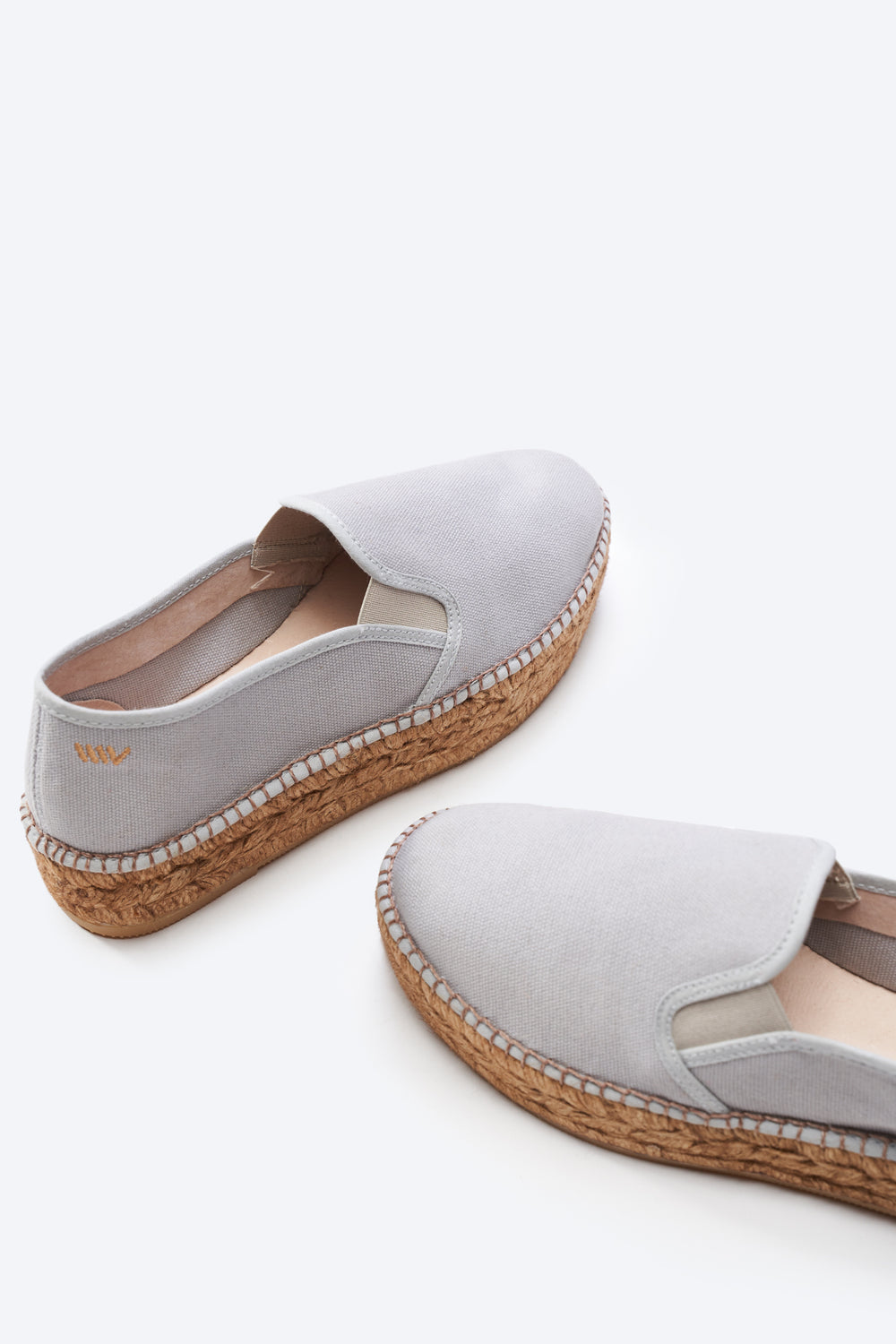 Castell Ash Grey Canvas Slip On Women Espadrille Flatfrom Closed Toe Detail