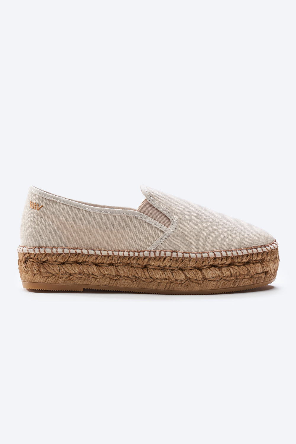 Castell Beige Canvas Slip On Women Espadrille Flatfrom