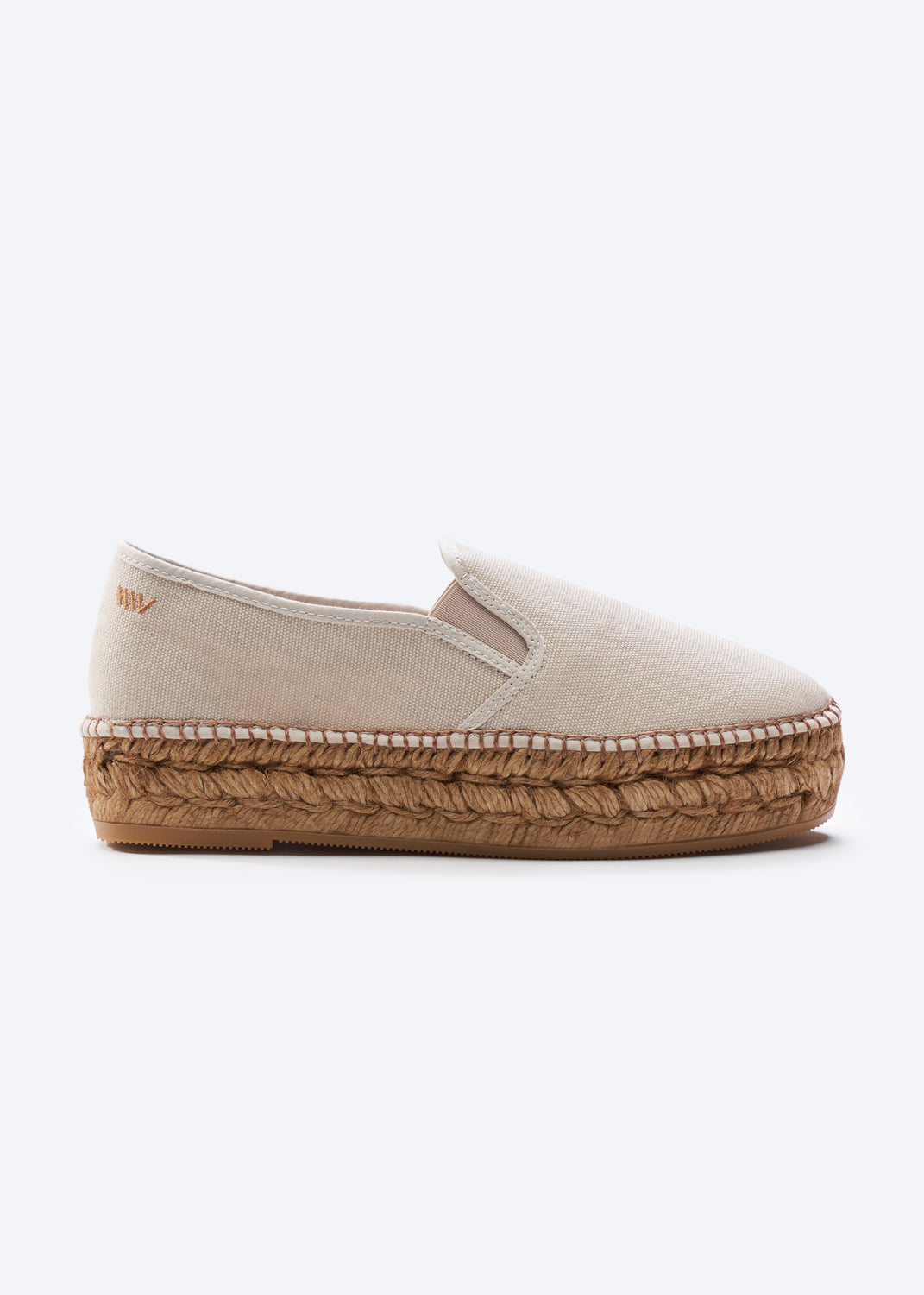 Castell Beige Canvas Slip On Women Espadrille Flatfrom