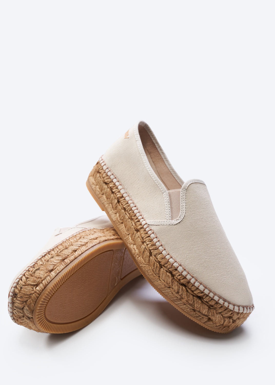 Castell Beige Canvas Slip On Women Espadrille Flatfroms