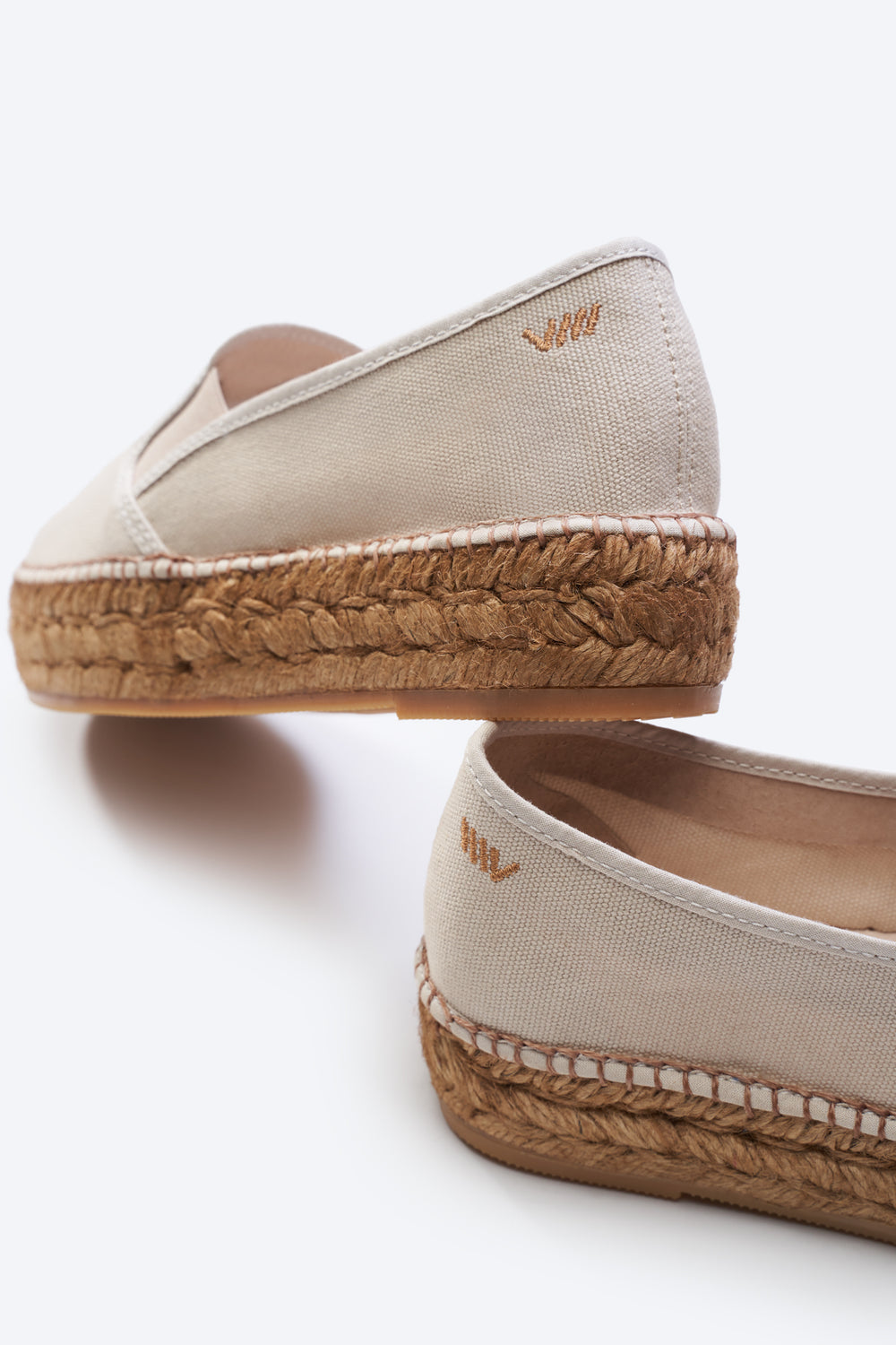 Castell Beige Canvas Slip On Women Espadrille Flats Back Detail