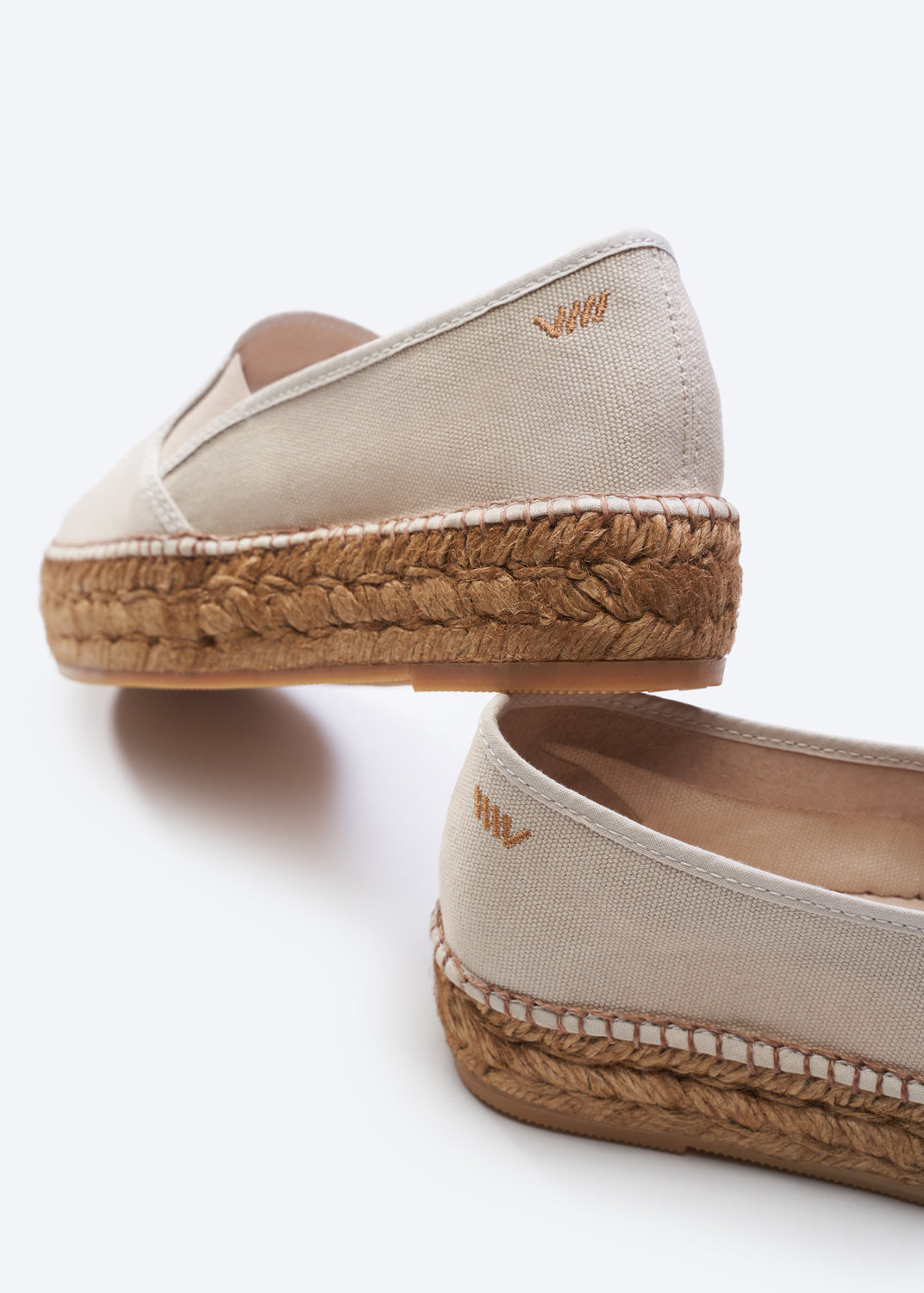 Castell Beige Canvas Slip On Women Espadrille Flats Back Detail